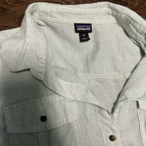 Patagonia Light Green Striped Button-Up